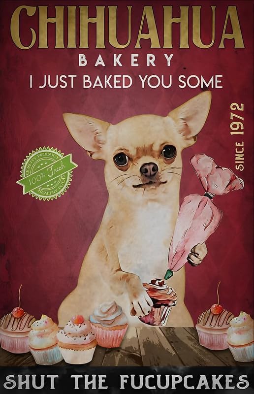 Kitchen Baking Wall Art - Cukiernia Chihuahua, piecze ci ciasteczka, metalowa