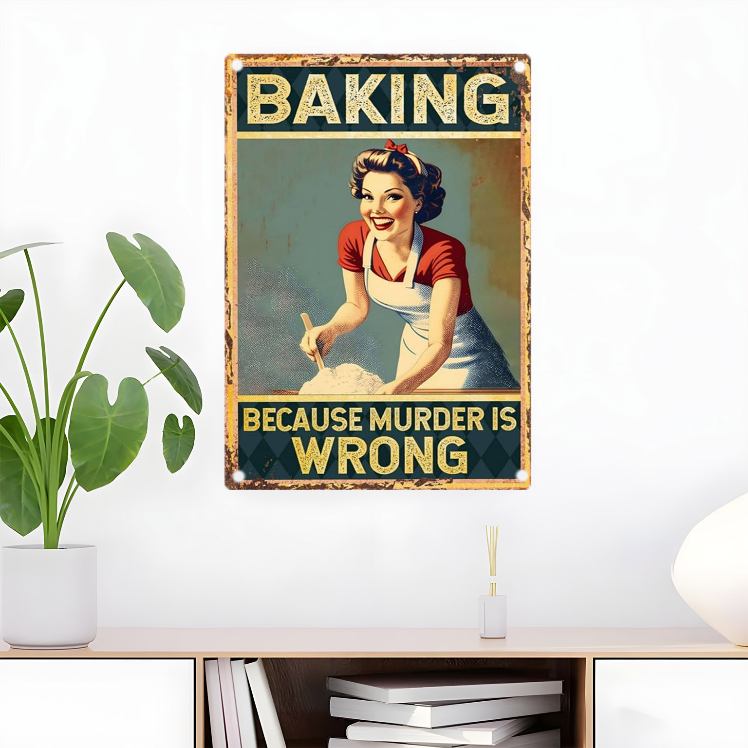 Zabawny metalowy szyld z cytat – Kitchen Baking Wall Art recenzja i cena